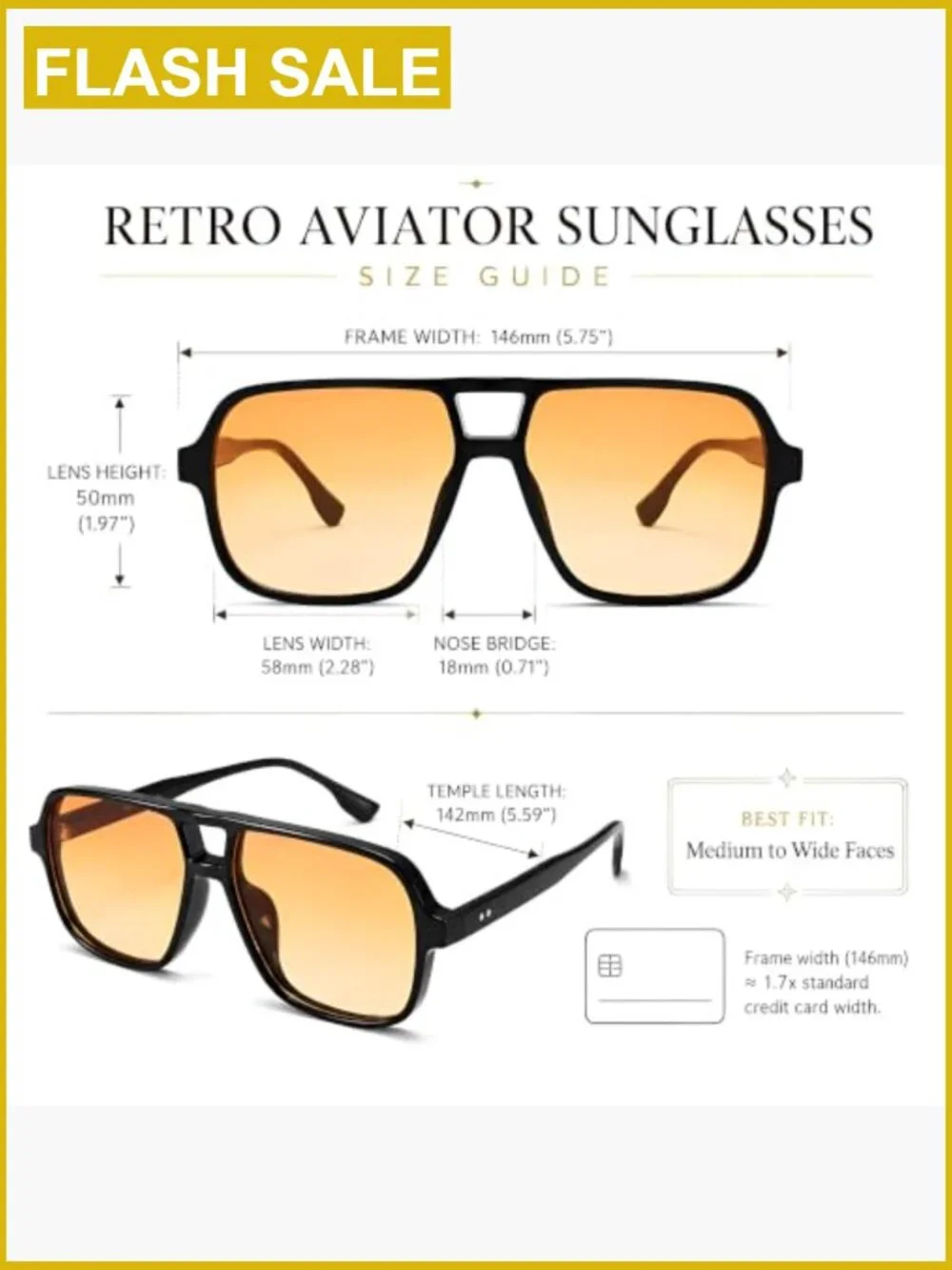 Oversized Aviator Sunglasses Retro 70s Square Shades UV Protection